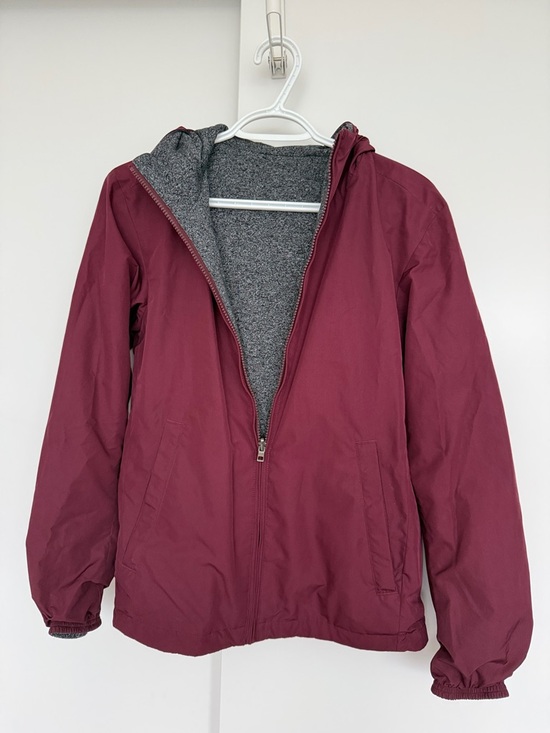 Uniqlo Jackets & Blazers - Reversible Maroon Hooded Rain Jacket with Gray Lining